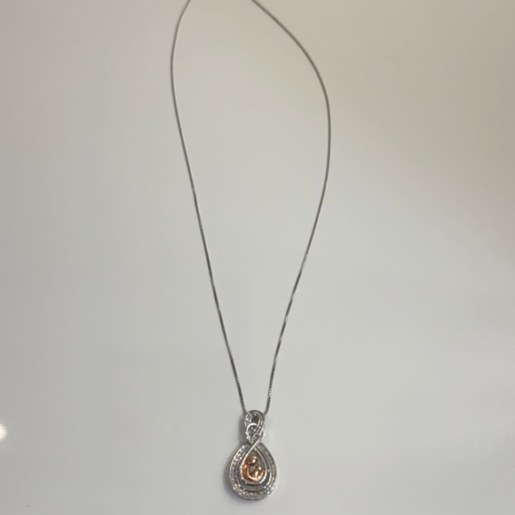 Sterling Silver & Rose Gold Infinity Mother and Child Pendant - Picture 4 of 4